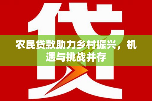 代县农民贷款助力乡村振兴，机遇与挑战并存